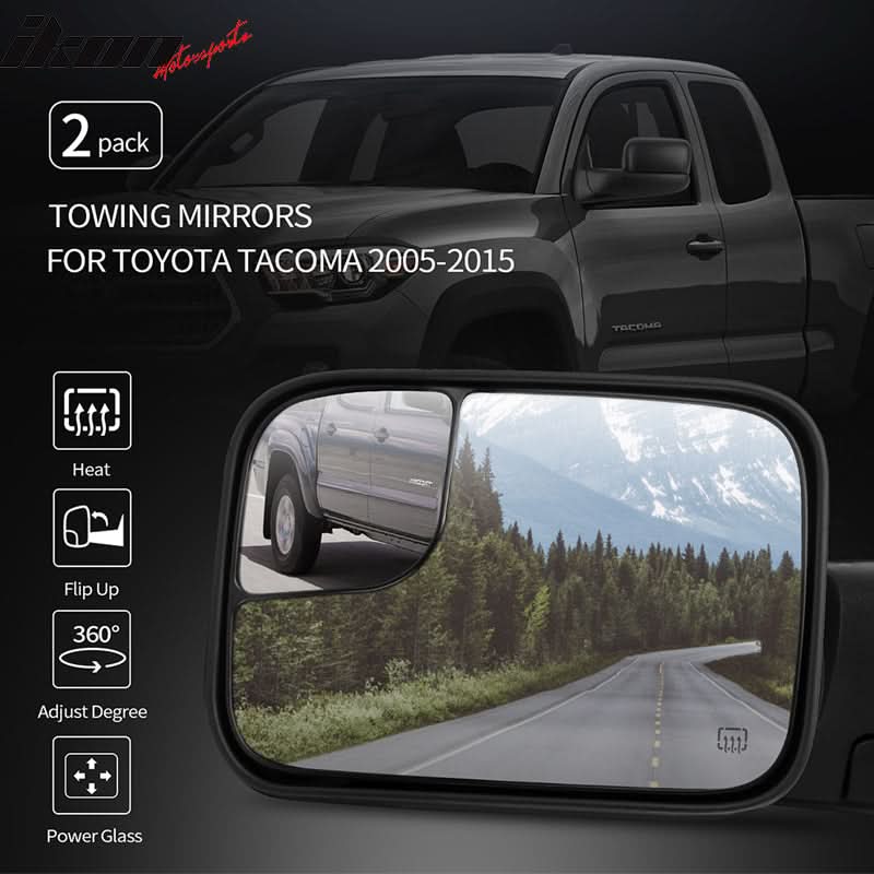 2005-2015Â Toyota Tacoma Side View Towing Mirrors Power Heated 2PC