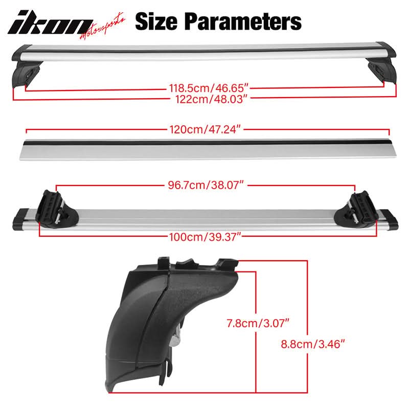 2008+ Audi Q5 06 Q7 2016+ X1 SUV 2PCS 47" Cross Bar Rail Cargo Carrier