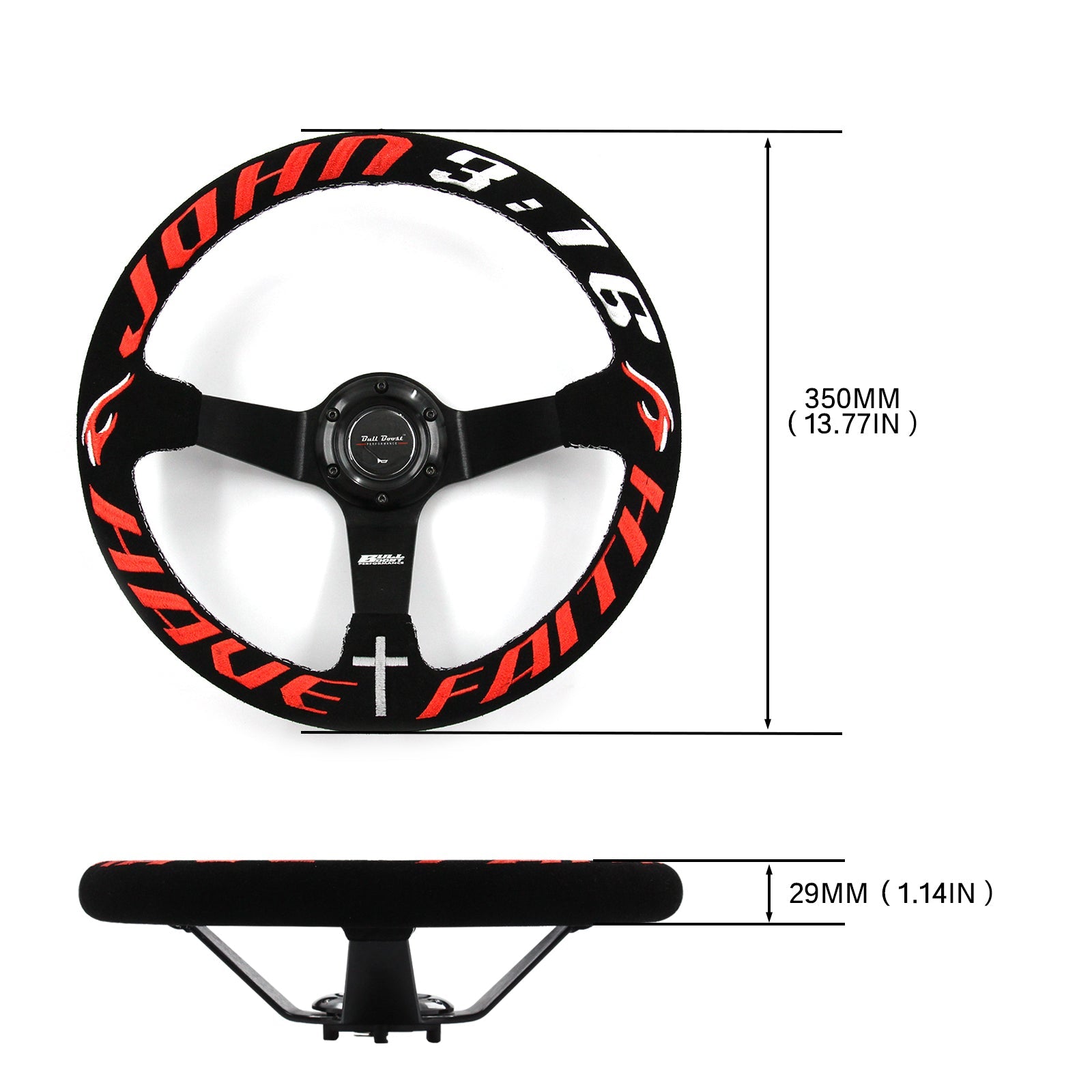 Have Faith 3:16 350MM Steering Wheel + Hub Adapter Kit For Subaru Impreza WRX