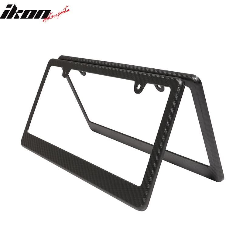 Universal 2PCS License Plate Frame Holder Bracket PP Carbon Texture