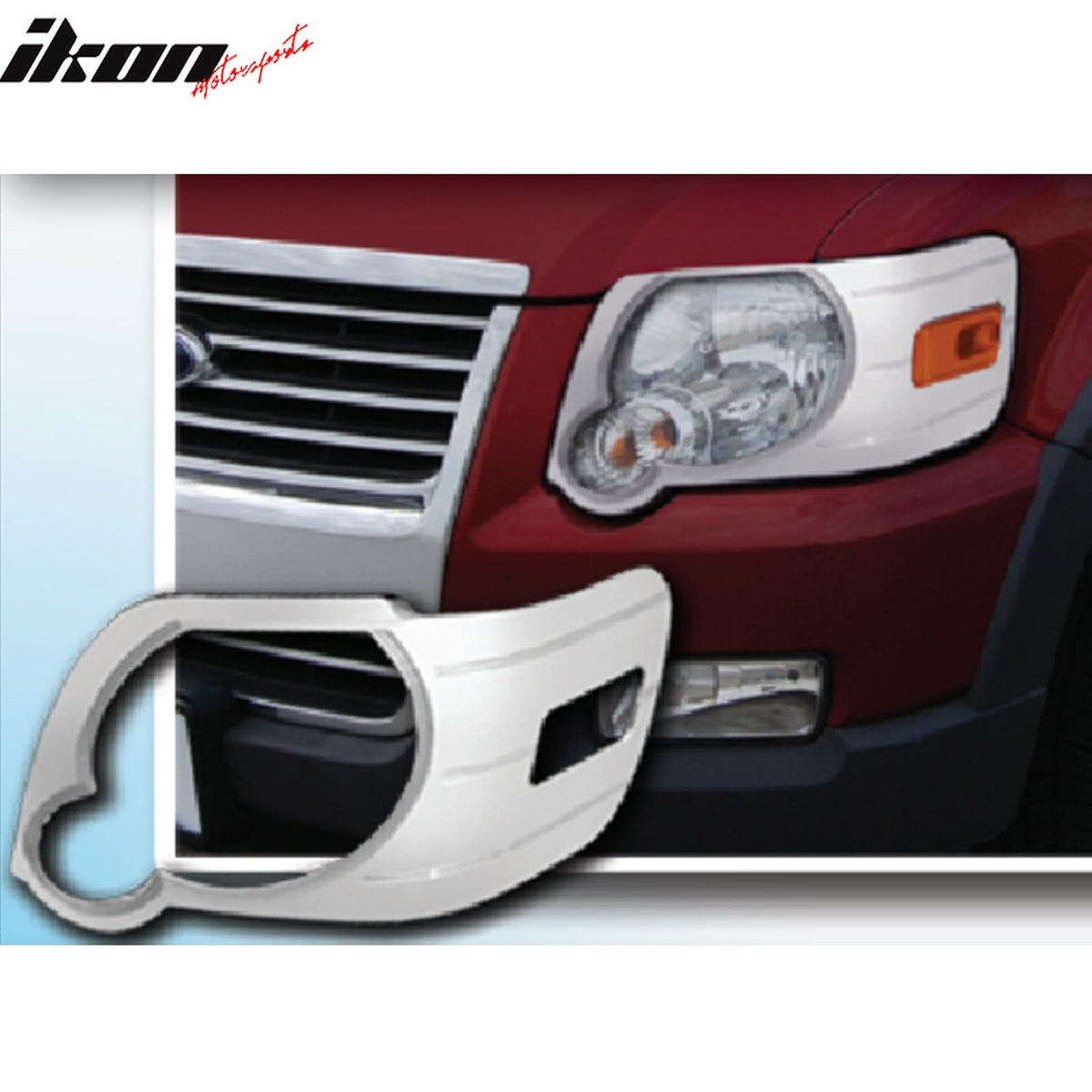 2006-2010 Ford Explorer Chrome Front Headlights Bezel Cover Trim ABS