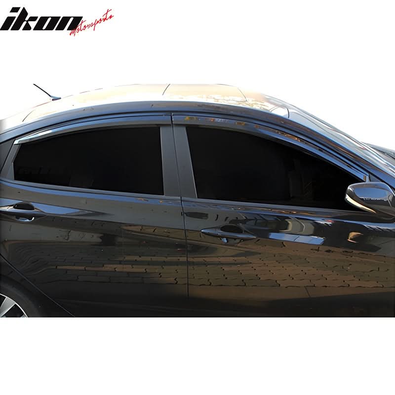 2012-2017 Hyundai Accent Dark Smoke Window Visors Rain Sun Guard ABS
