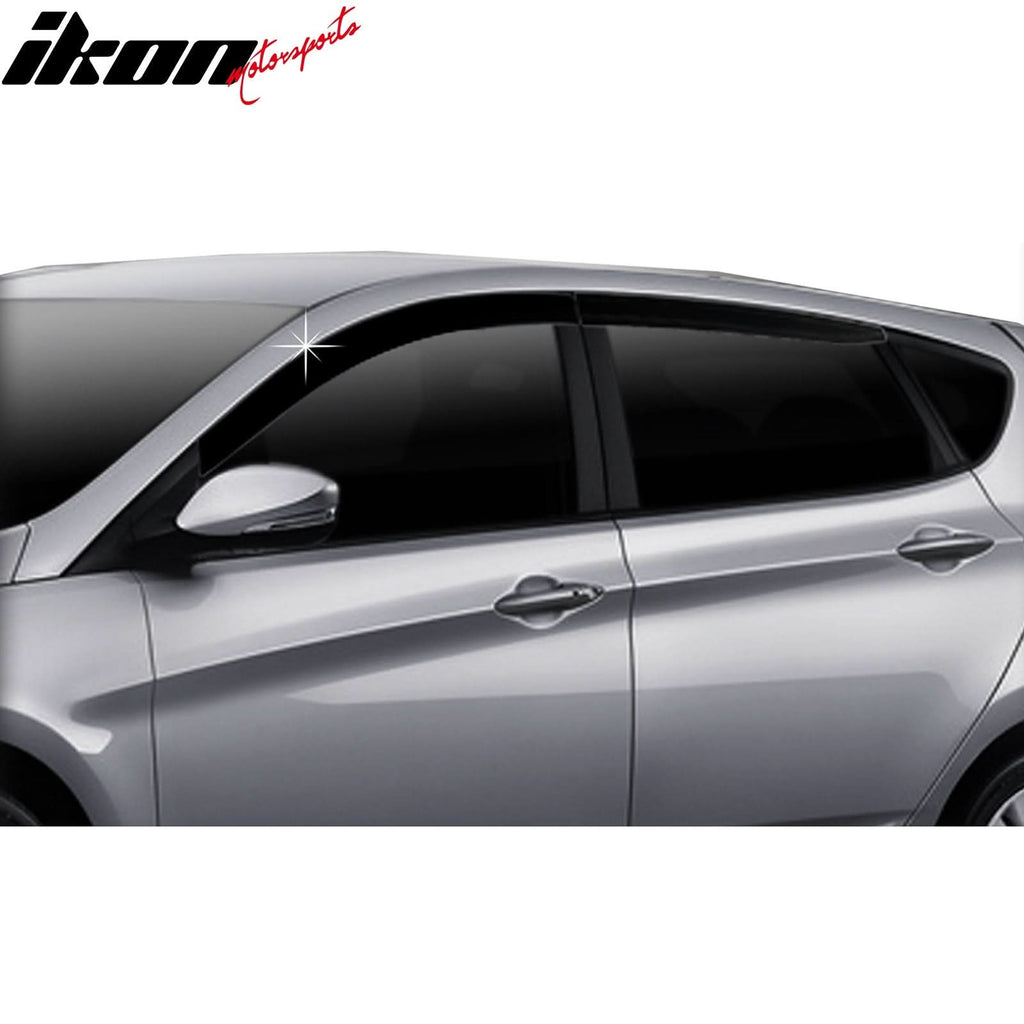 2012-2017 Hyundai Accent 5Dr Dark Smoke ABS Window Visors Tape On 4PCS