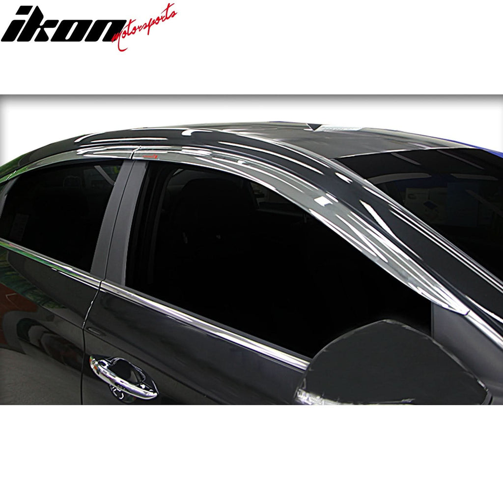 2015-2019 Hyundai Sonata Tape-On Chrome 6PCS Window Visors Guards ABS