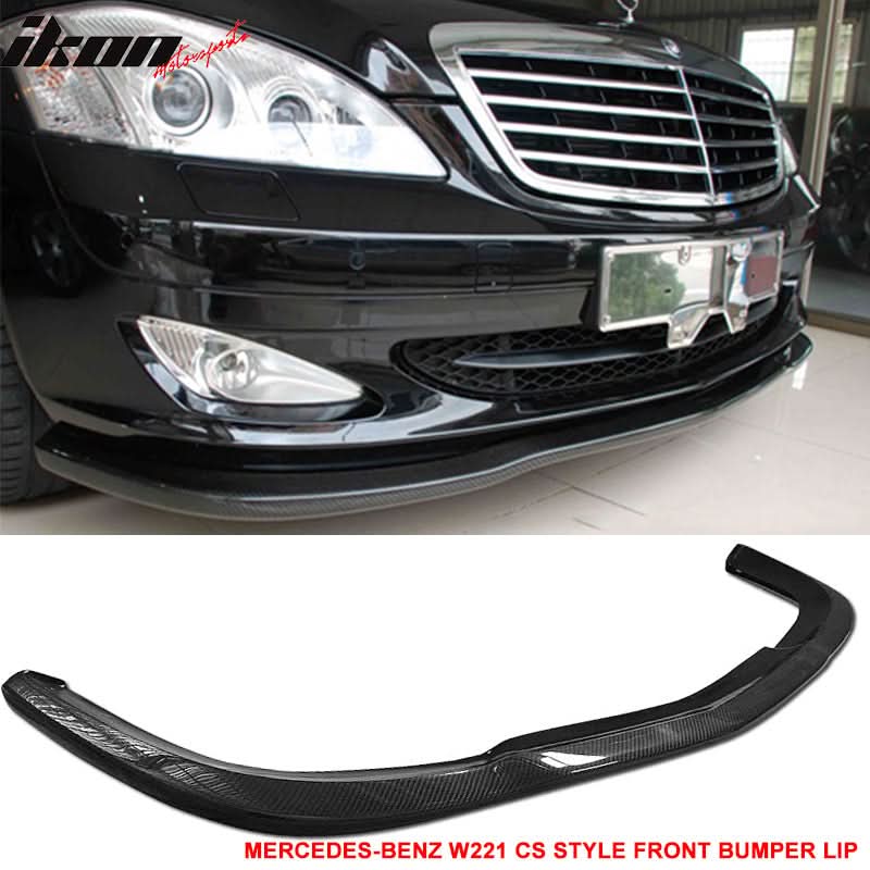 2007-2013 Benz W221 S-Class CS Style Front Bumper Lip Carbon Fiber