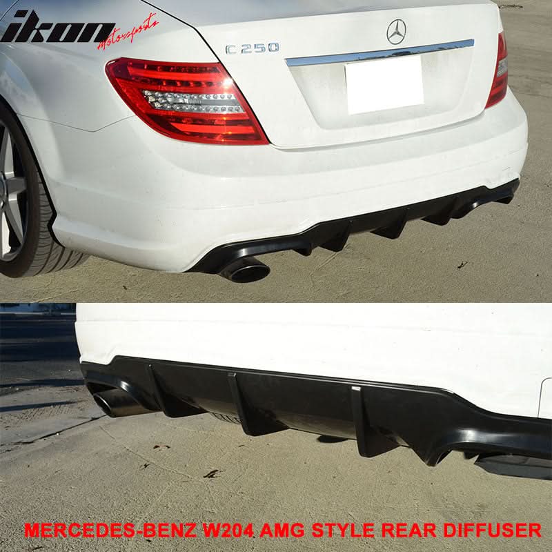 Fits 12-14 Benz W204 C-Class CF Rear Diffuser + C63 Exhaust Tips
