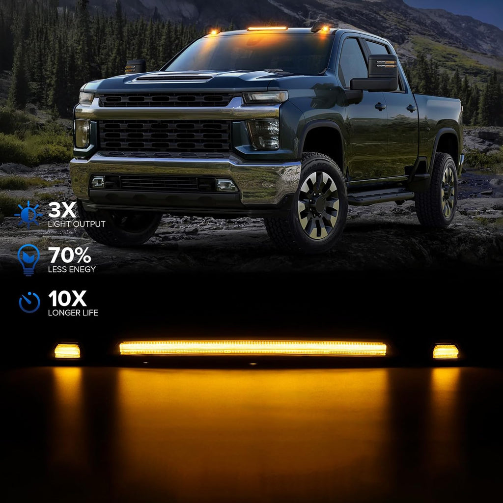 2020-2026+ GMC Chevy HD Smoked White Amber LED Roof Cab Lights