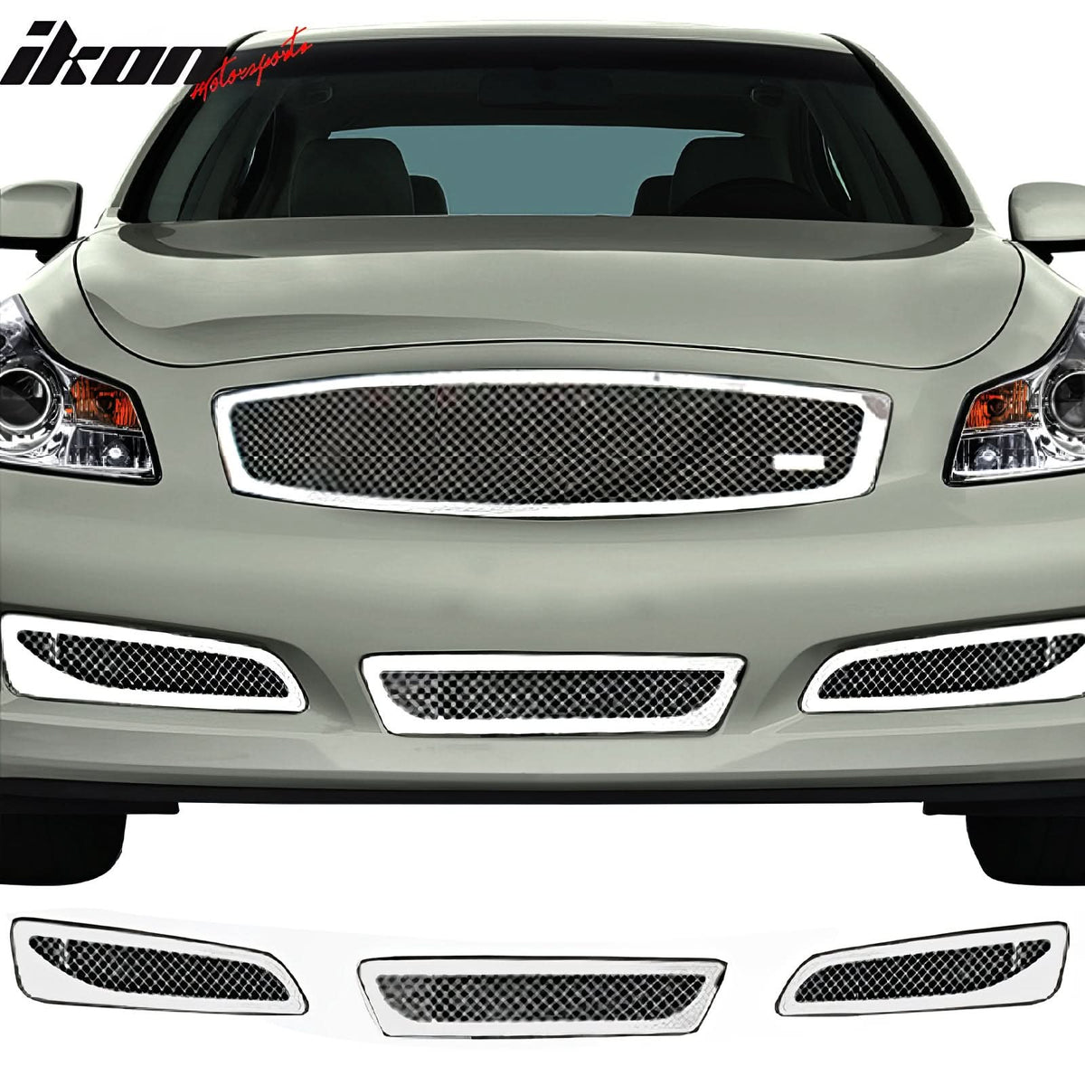 2007-2008 Infiniti G35 09 G37 Sedan Mesh Chrome Grille Stainless Steel
