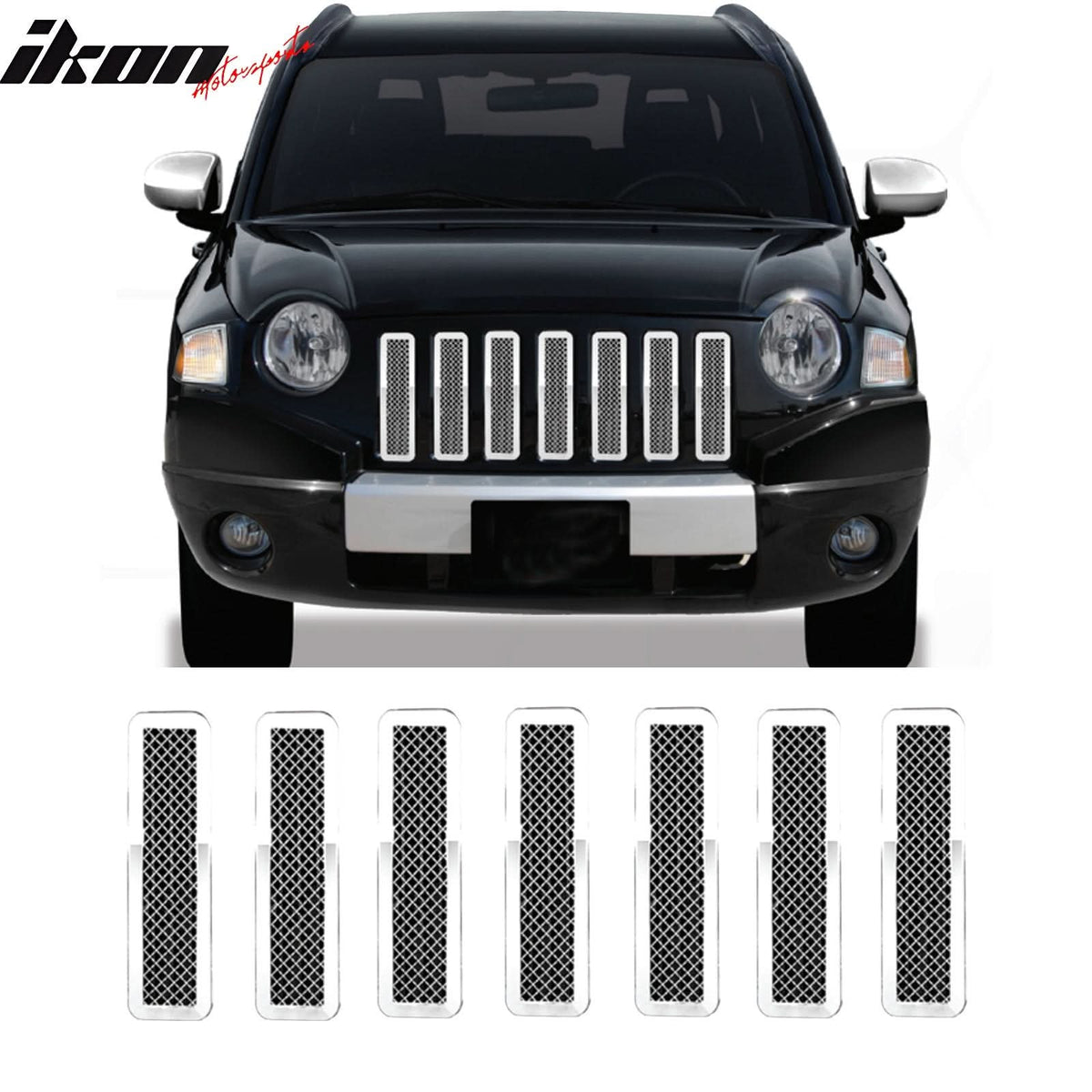 2007-2010 Jeep Compass& Patriot Mesh Style Bumper Upper Grille Inserts