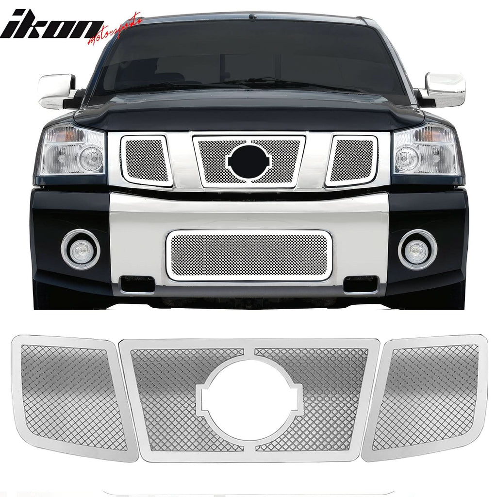 2004-2007 Nissan Titan Armada Mesh Style Chrome Grille Stainless Steel