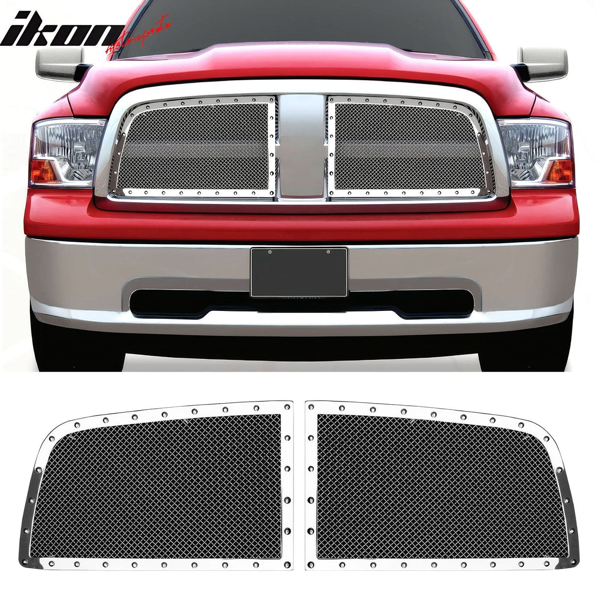 2009-2013 Dodge Ram 1500 Mesh Style Chrome Front Grill Stainless Steel