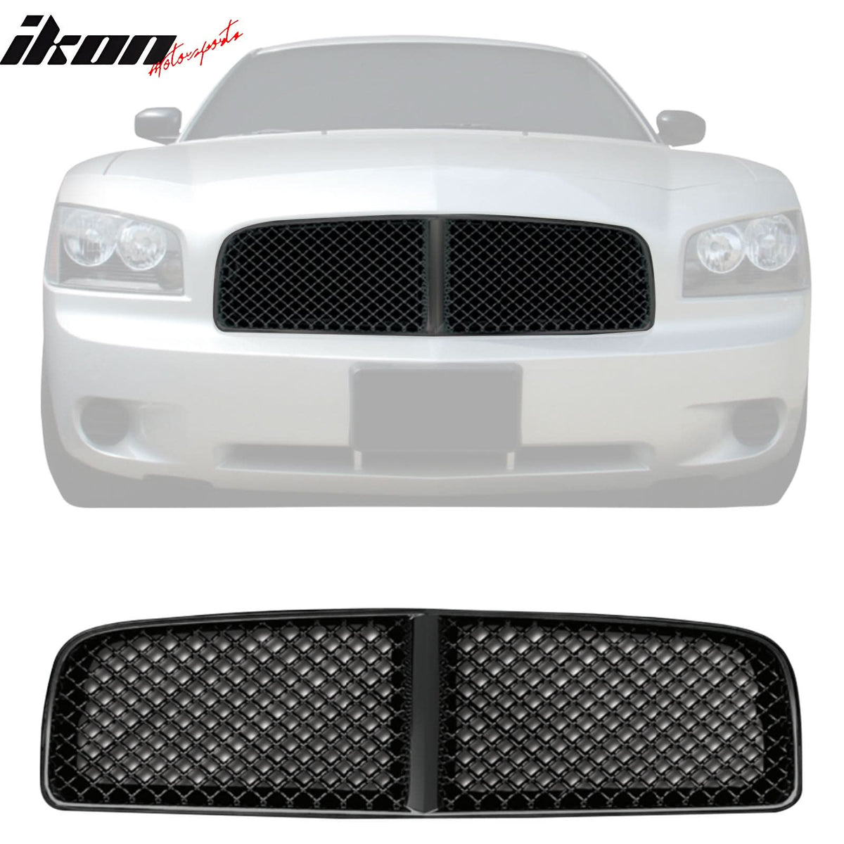 2006-2010 Dodge Charger Black Front Hood Grille ABS Bently Mesh Style