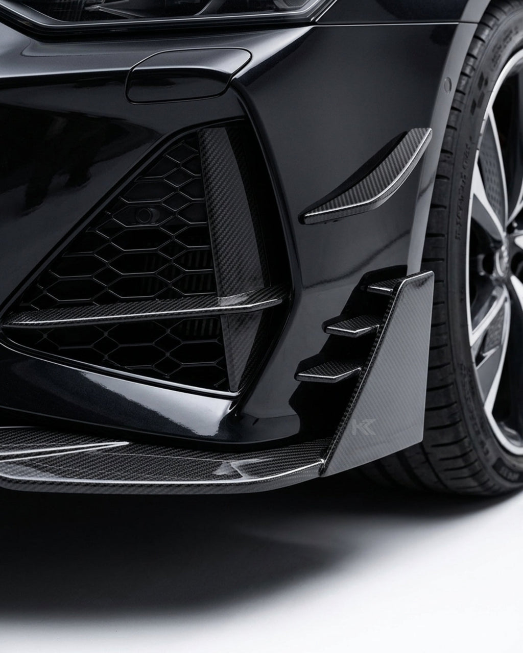 2020–2021 Audi RS7 C8 Sportback Front Bumper Diffuser Lip Set – Pre-Preg Dry Carbon Fiber