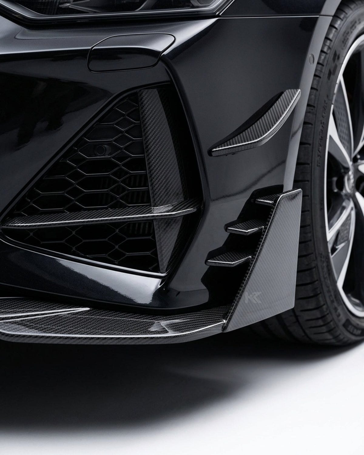 2020–2021 Audi RS7 C8 Sportback Front Bumper Diffuser Lip Set – Pre-Preg Dry Carbon Fiber