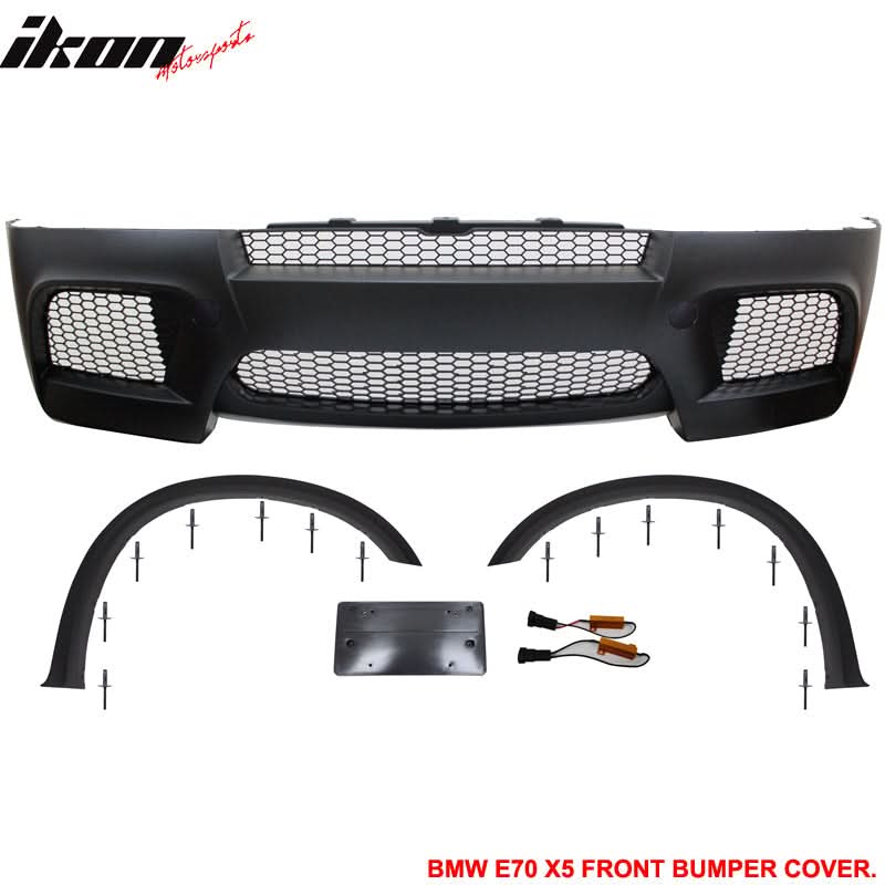 2010-2013 E70 LCI X5M Style Unpainted Black Front Bumper Conversion PP