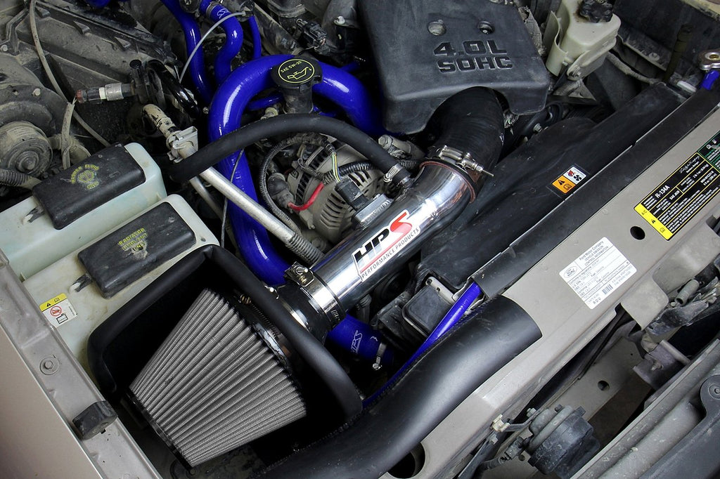 HPS Shortram Air Intake Kit 2004-2011 Ford Ranger 4.0L V6, Includes Heat Shield, Blue