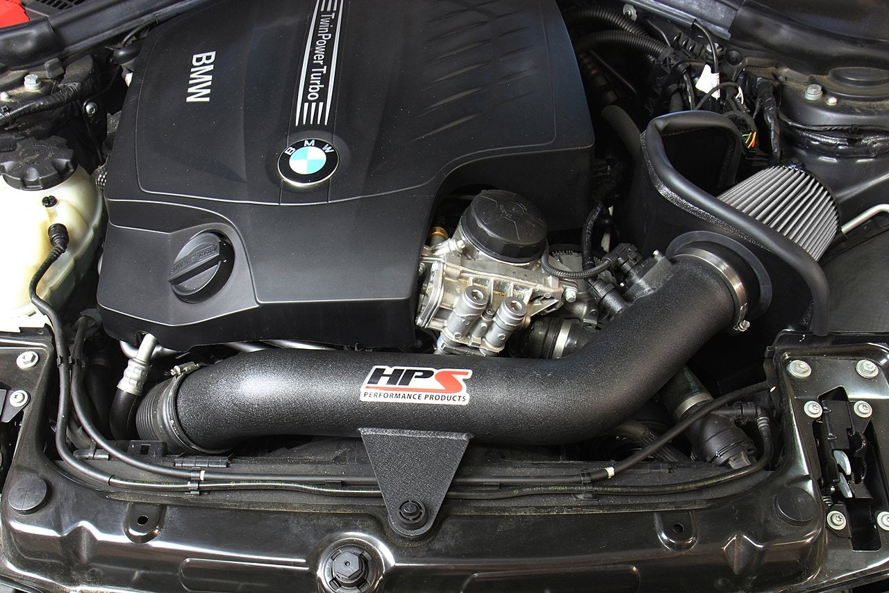 HPS Shortram Air Intake Kit 2016-2018 BMW M2 F87 3.0L Turbo N55, Includes Heat Shield, Red