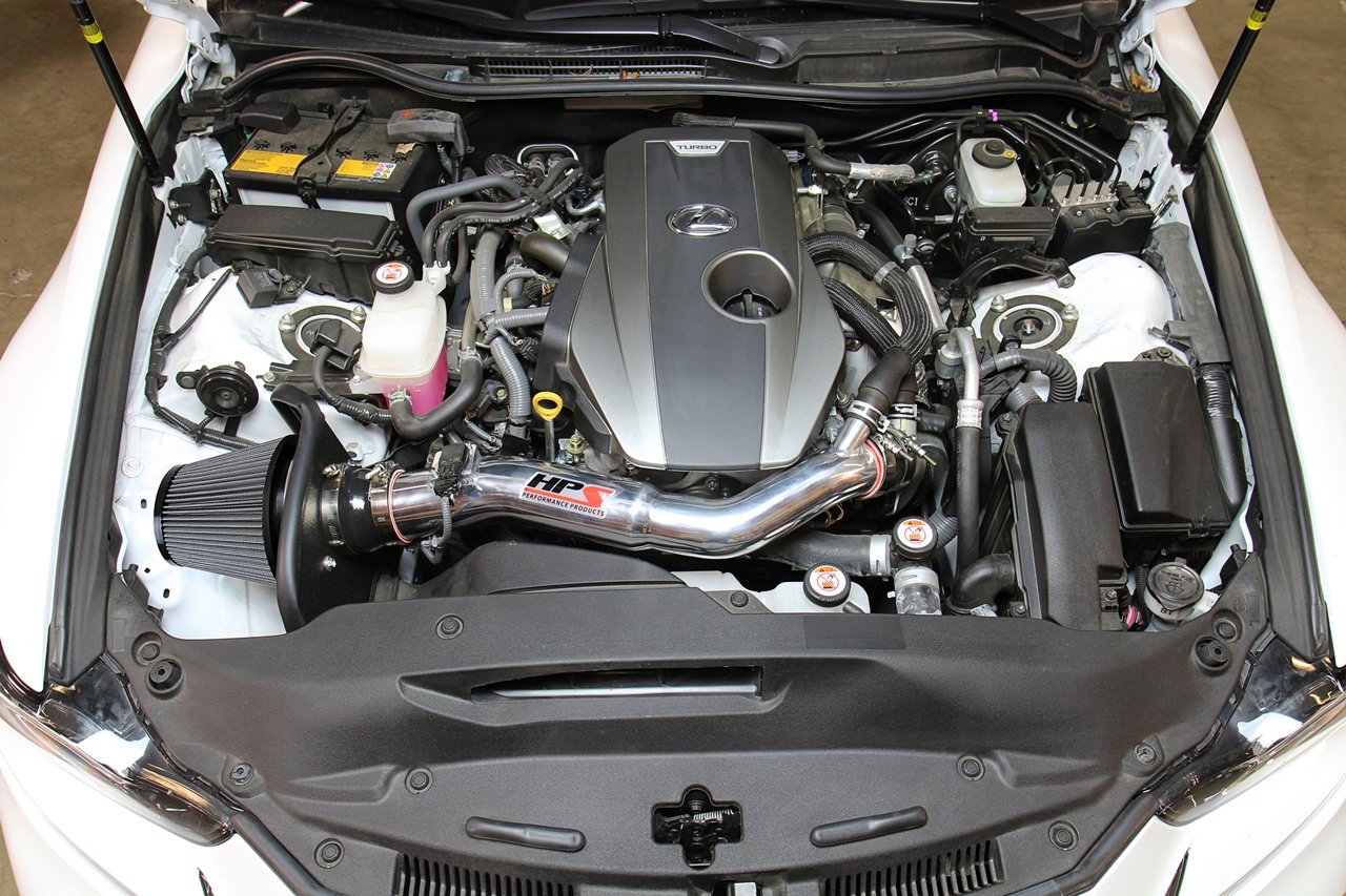 HPS Shortram Air Intake Kit 2016-2017 Lexus RC200t 2.0L Turbo, Includes Heat Shield, Polish