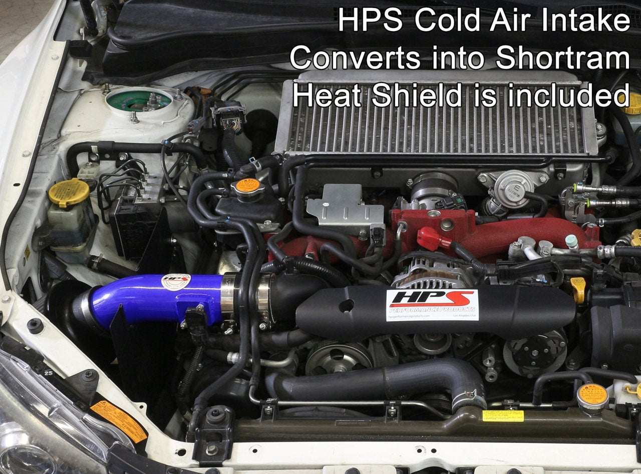 HPS Cold Air Intake Kit 2008-2014 Subaru WRX STI 2.5L Turbo, Converts to Shortram, Blue