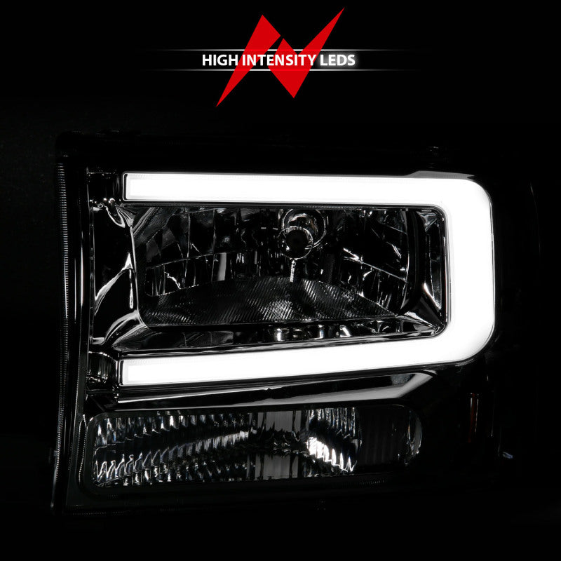 ANZO 99-04 Ford F250/F350/F450/Excursion (excl. 99) Crystal Headlights - w/ Light Bar Chrome Housing 111550