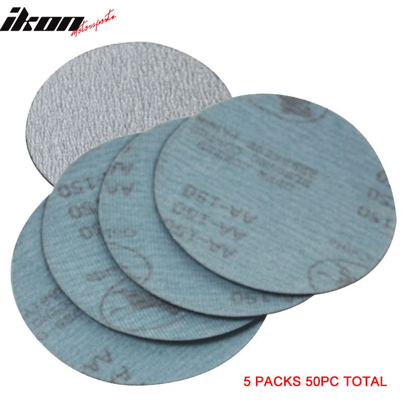 50PC 5in 127mm 100 Grit Auto Sanding Disc Sandpaper Sheets Sand Paper