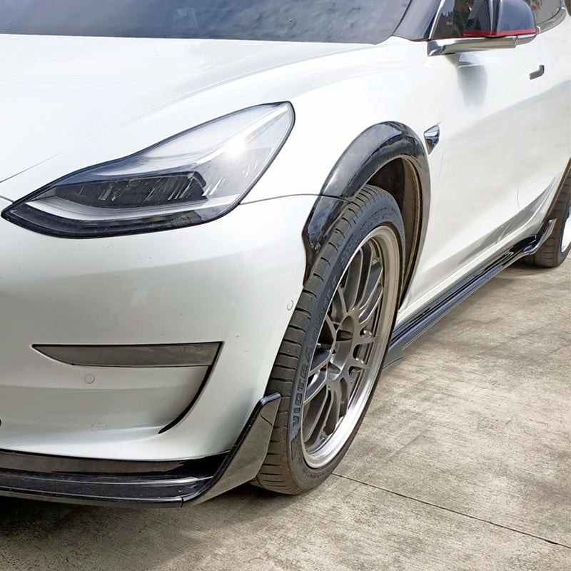 2017-2023 Tesla Model 3 V Matte Black Side Skirts Extension 6PC PP