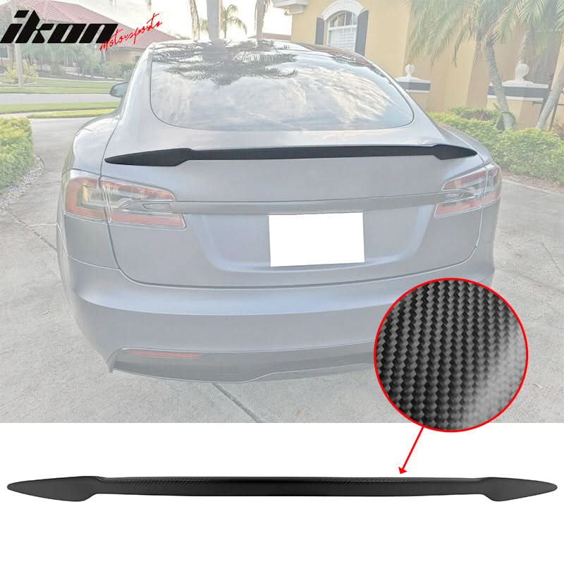 2012-2025 Tesla Model S Trunk Spoiler V Style Matte Carbon Fiber Wing