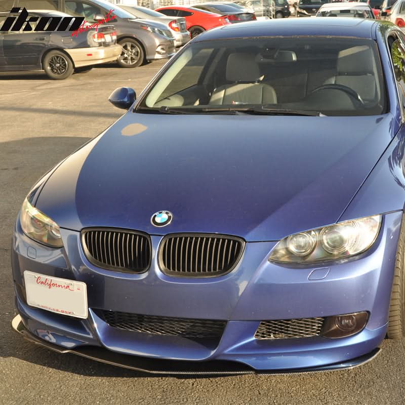 Fits 07-13 BMW E90 E92 E93 2Dr K3 CF Front Bumper Lip&Splitter Rod