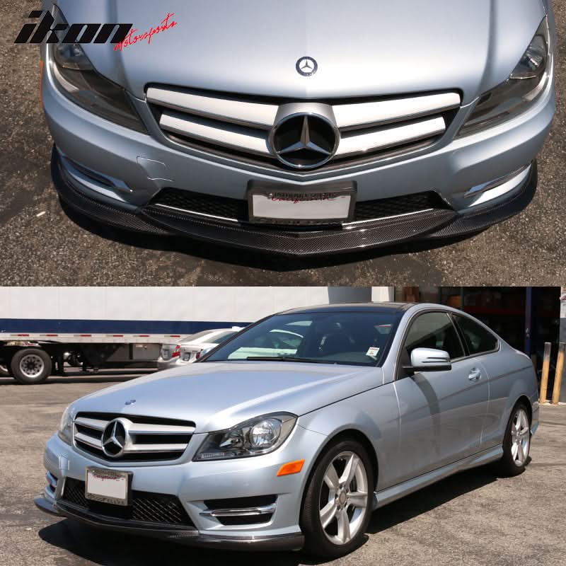 2012-2014 Benz C Class W204 LCI Front Bumper Lip Carbon Fiber
