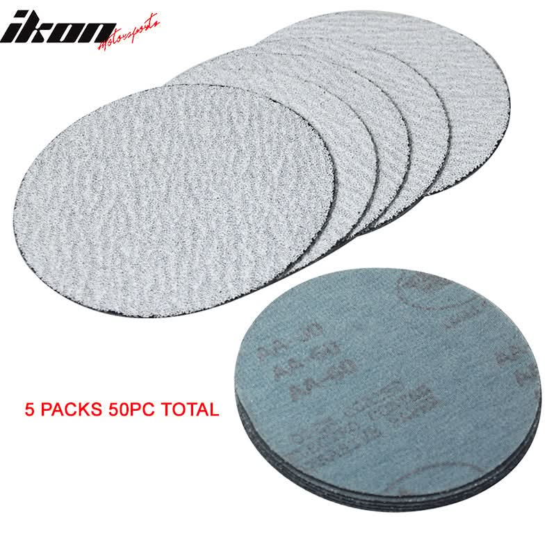 50PC 5in 127mm 60 Grit Auto Sanding Disc Sandpaper Sheets Sand Paper