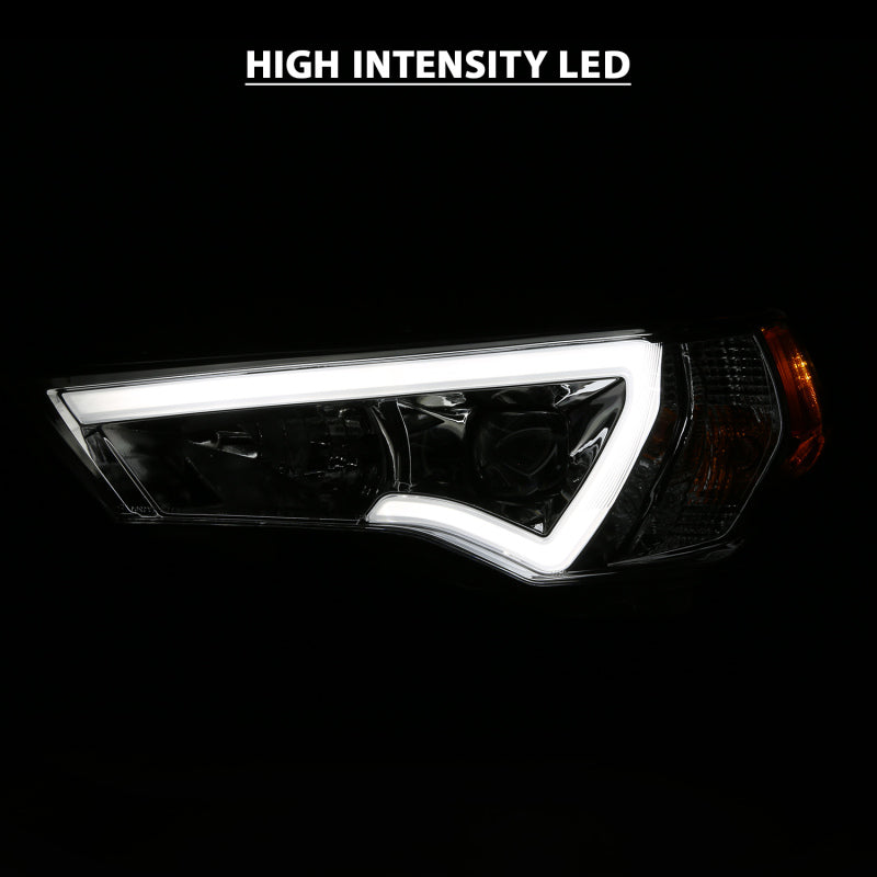 ANZO 14-18 Toyota 4 Runner Plank Style Projector Headlights Chrome w/ Amber 111417