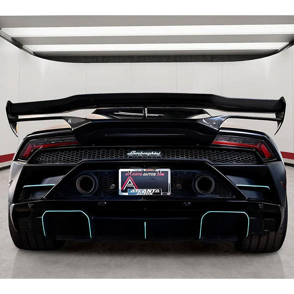 V Style Dry Carbon Fiber Rear Wing with Base Panel for Lamborghini Huracan LP580 LP610 EVO