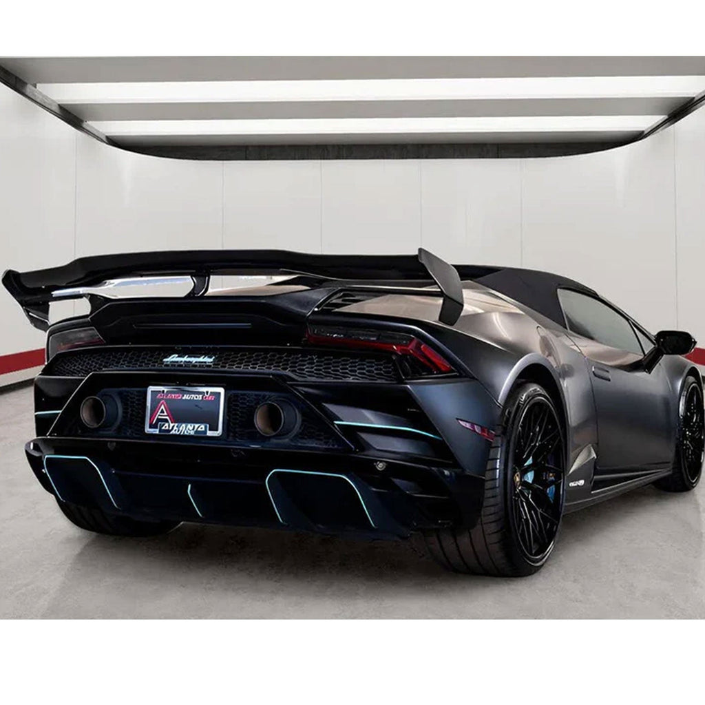 V Style Dry Carbon Fiber Rear Wing with Base Panel for Lamborghini Huracan LP580 LP610 EVO