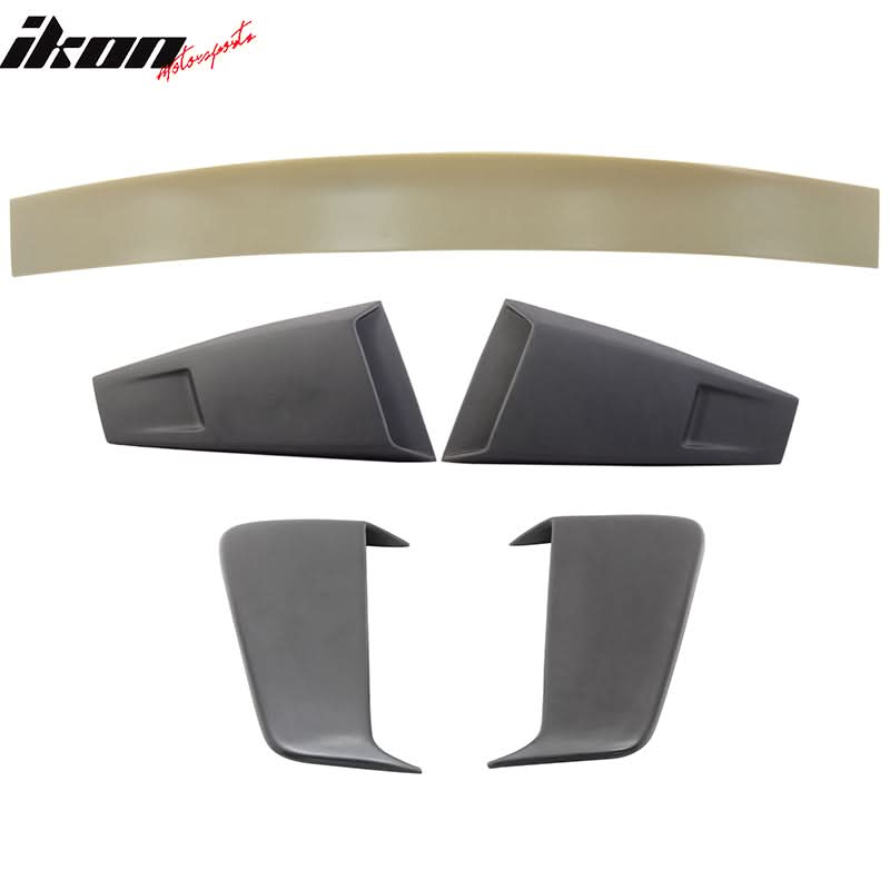 Fits 05-09 Mustang Coupe Roof Spoiler & PU Side Scoop & Window Louvers