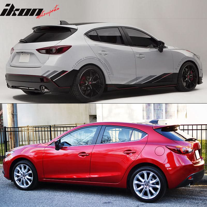 2014-2017 Mazda 3 Hatchback OE Style Unpainted Rear Roof Spoiler ABS