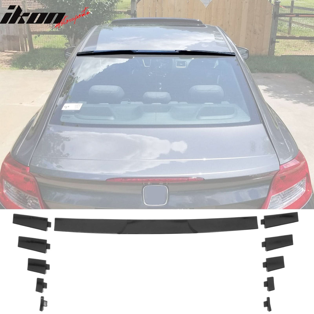 Universal Fitment Gloss Black Adjustable Rear Top Roof Spoiler Lip ABS