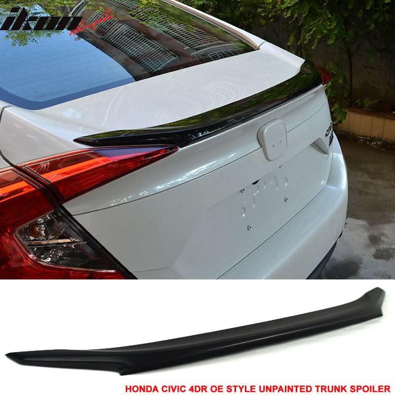 Fits 16-21 Civic X Sedan Trunk Spoiler Decklid + IKON Roof Spoiler