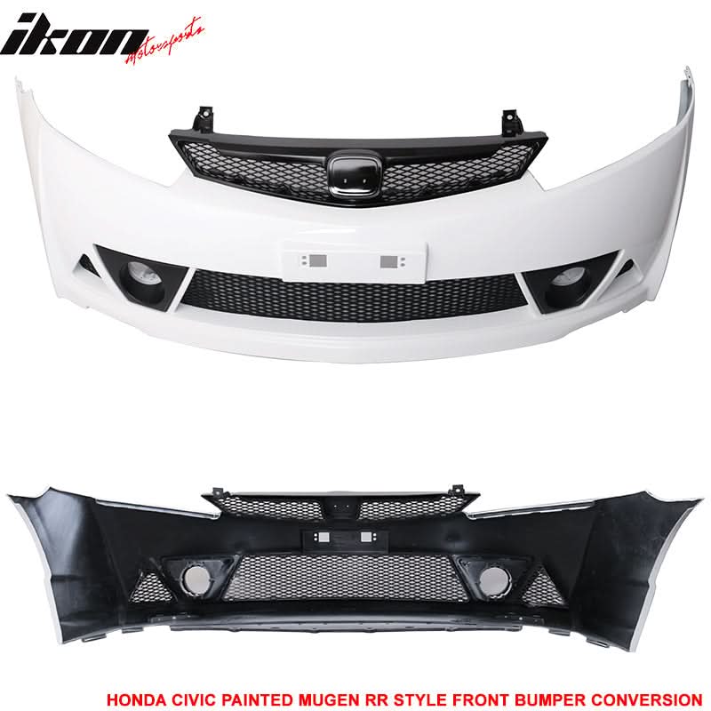 2006-2011 Honda Civic Mugen Style Painted Taffeta White Front Bumper