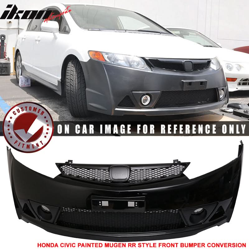 2006-2011 Honda Civic Mug Style Paint Crystal Black Pearl Front Bumper