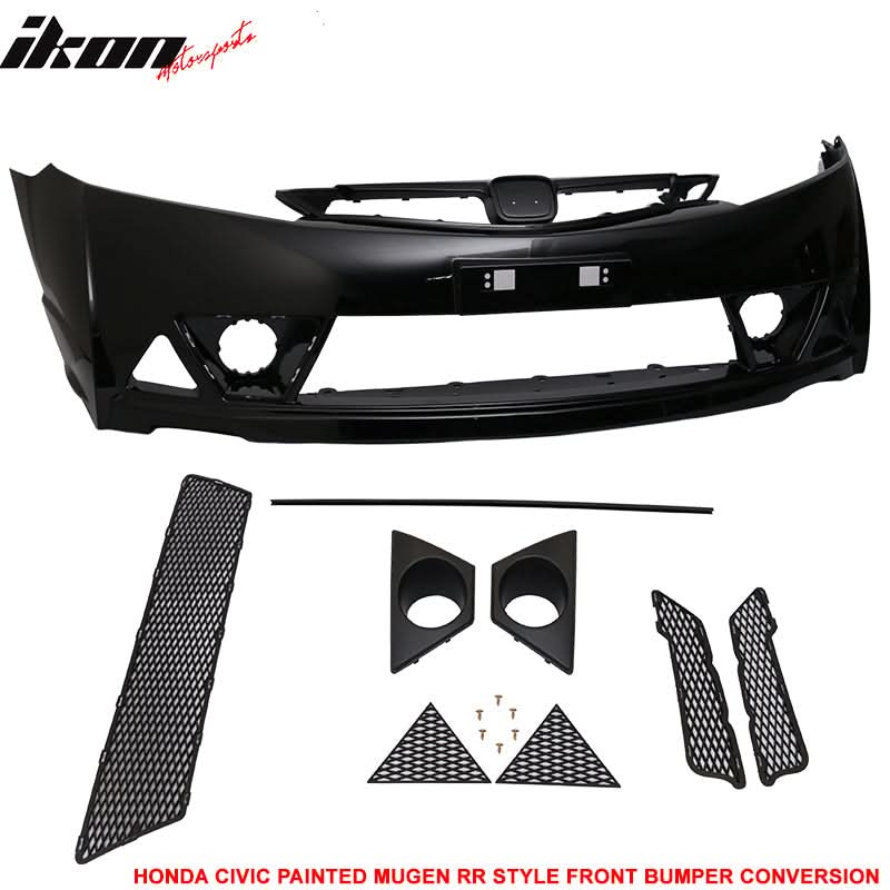 2006-2011 Honda Civic Mug Style Paint Crystal Black Pearl Front Bumper