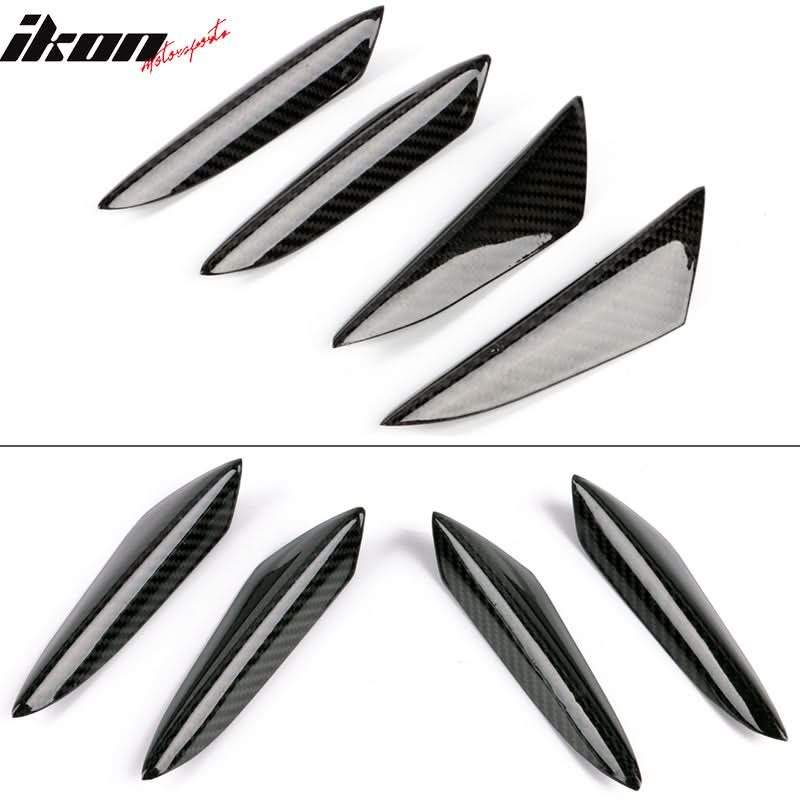 Universal V3 Style Front Bumper Lip Canards Splitters Fin 4Pc CF