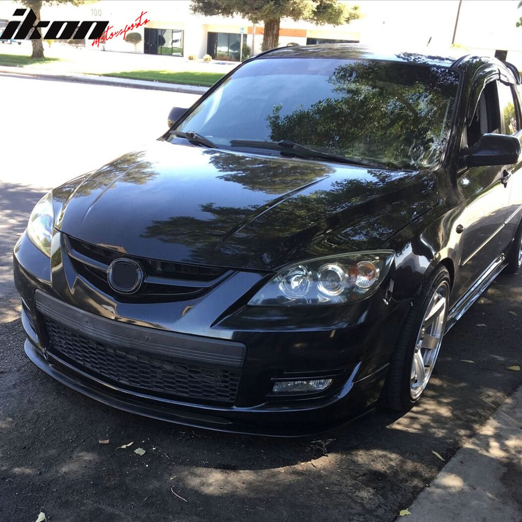 2007-2009 Mazda 3 Type-K Black Front Bumper Lip Splitter PU Sedan