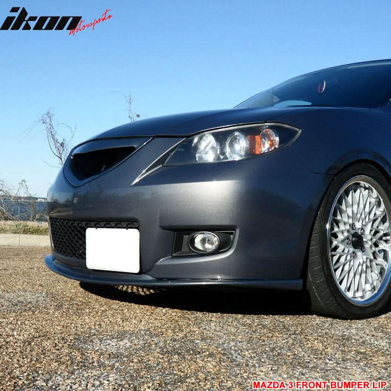 2007-2009 Mazda 3 Type-K Black Front Bumper Lip Splitter PU Sedan
