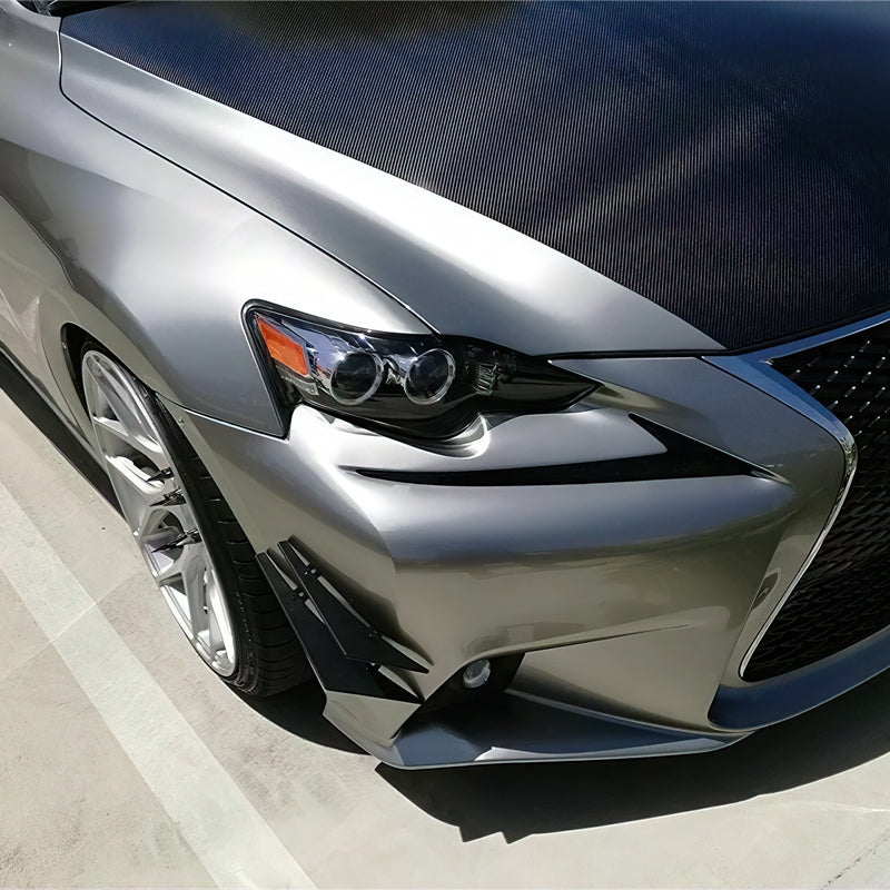 Universal 4PC Carbon Fiber Print Canards PU Front Bumper Lip Splitter