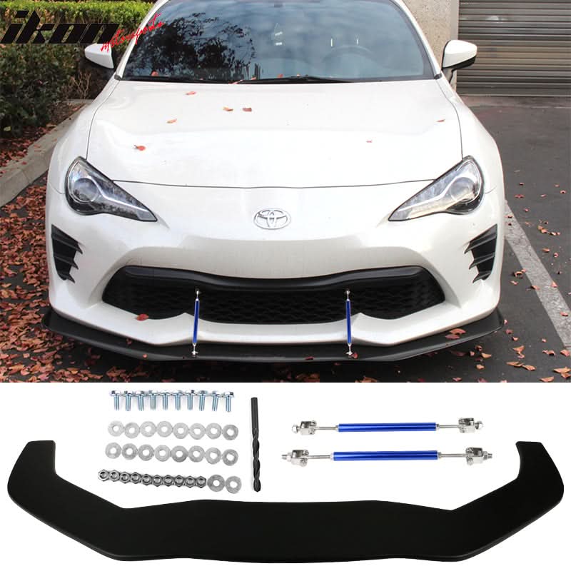 Fits 13-20 Toyota 86 Front Splitter w/ Hardware Matte  & Blue Rods