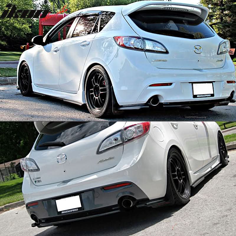2010-2013 Mazda 3 Hatchback Rear Lip Apron Diffuser Dual Exhaust 3 PC