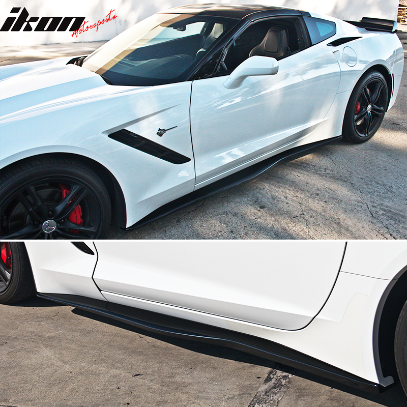 2014-2019 Chevy Corvette C7 Z06 Style Side Skirts ABS Gloss Black