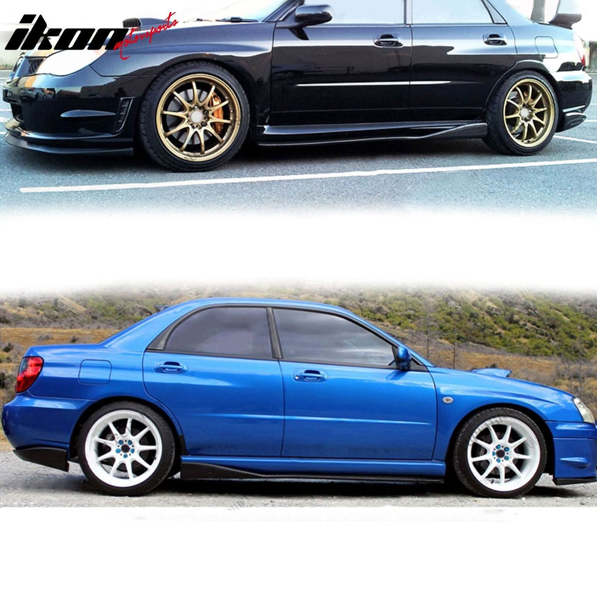 Side Skirts 70" x 5" CS Style PU Unpainted BlackÂ Rocker Panel Splitter
