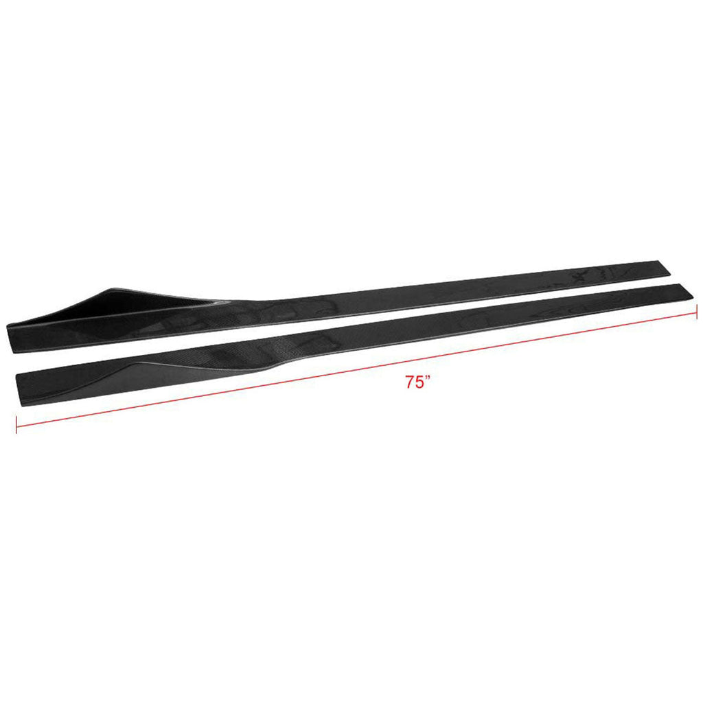 Universal 75 Inches Side Skirt Extension Splitter Lip Carbon Fiber CF