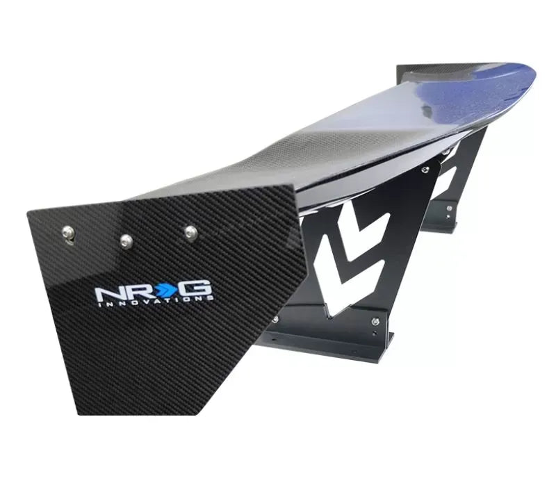 NRG Carbon Fiber 59 Inch Universal Rear Spoiler Arrow Cut Out Stands and End plates